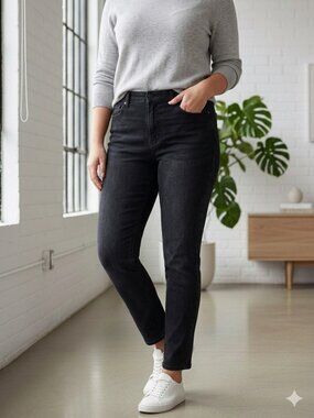 NYDJ Emma Relaxed Capri Jeans Black Lift Tuck Womens 16W Plus Size